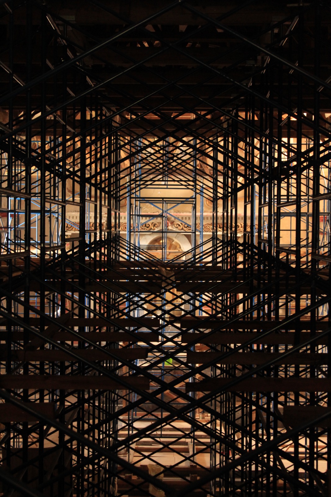 Vista desde el coro alto durante los trabajos de restauración