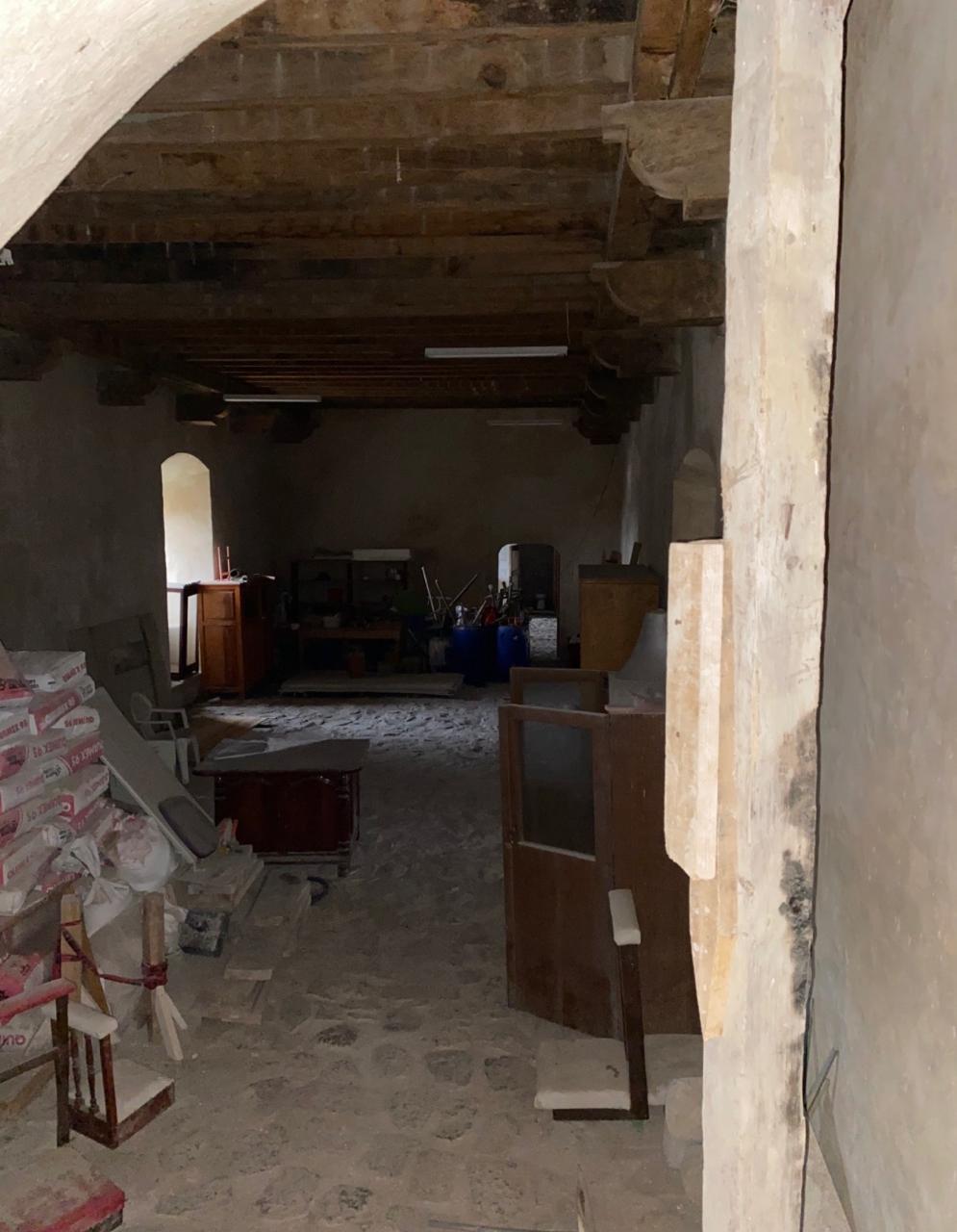 Refectorio durante los trabajos de restauración posteriores al sismo de 2017