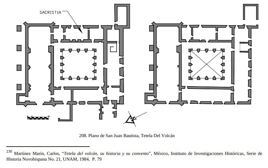 Plano histórico del convento de San Juan Bautista de Tetela del Volcán